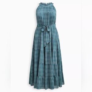 EUC Torrid Blue Green Plaid Maxi Dress Size 2 - belt not included